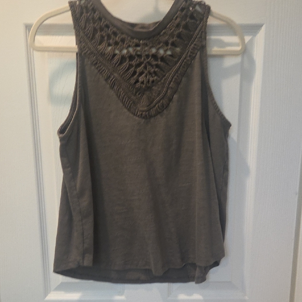 Maurices Taupe Crochet Detail Tank Top